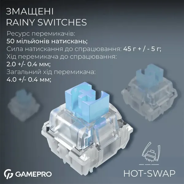 Клавіатура GamePro Asgard Valhalla Pro 75% Rainy switches (White) (UA)