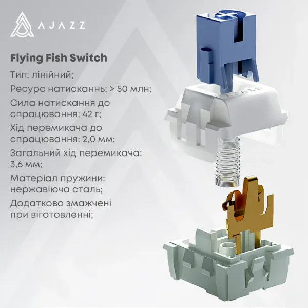 Клавіатура ігрова Ajazz AK820 PRO Flying Fish Switches (White/Purple) (AK820PRO-FF-PWB) (UA)