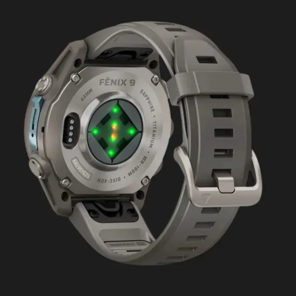 Garmin Fenix 9 43mm AMOLED Sapphire Titanium with Pebble Gray Silicone Band