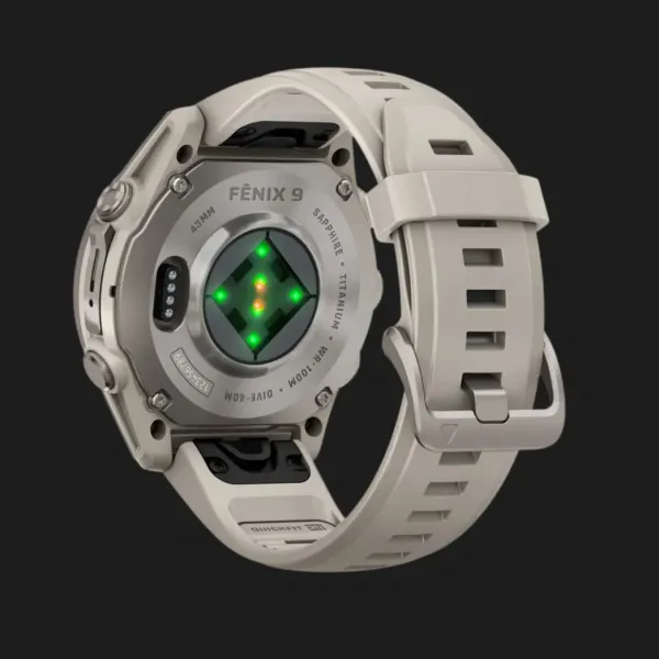 Garmin Fenix 9 43mm AMOLED Sapphire Titanium with Fog Gray Silicone Band