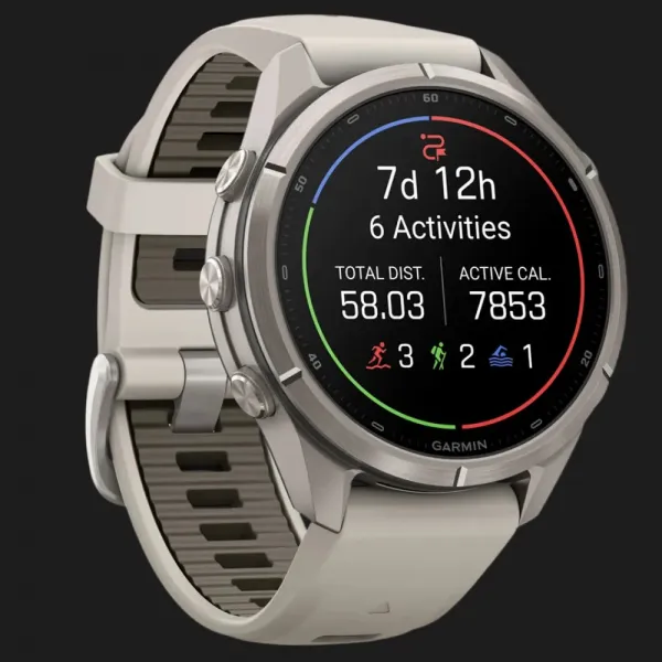 Garmin Fenix 9 Pro 43mm LTE AMOLED Sapphire Titanium with Fog Gray/Dark Sandstone Silicone Band