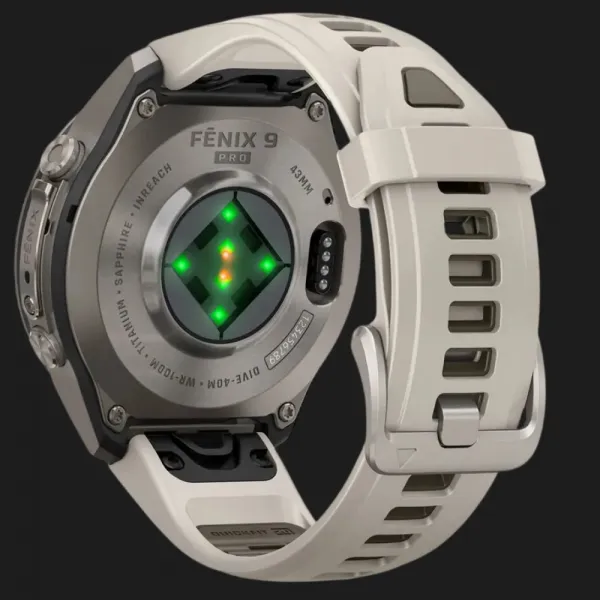 Garmin Fenix 9 Pro 43mm LTE AMOLED Sapphire Titanium with Fog Gray/Dark Sandstone Silicone Band
