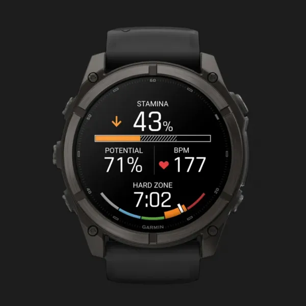 Garmin Fenix 9 51mm AMOLED Sapphire Carbon Gray DLC Titanium with Black Silicone Band