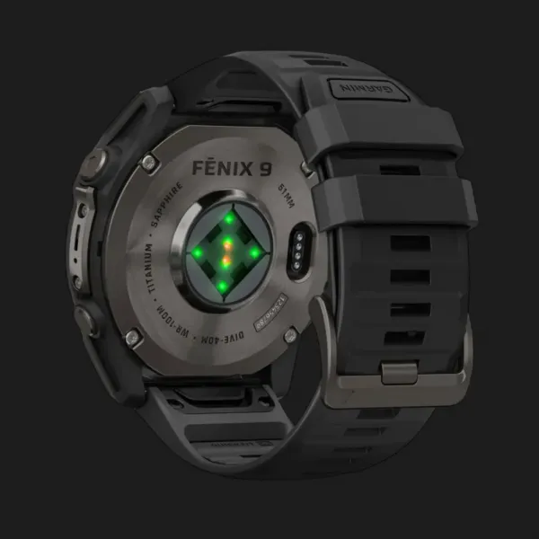Garmin Fenix 9 51mm AMOLED Sapphire Carbon Gray DLC Titanium with Black Silicone Band