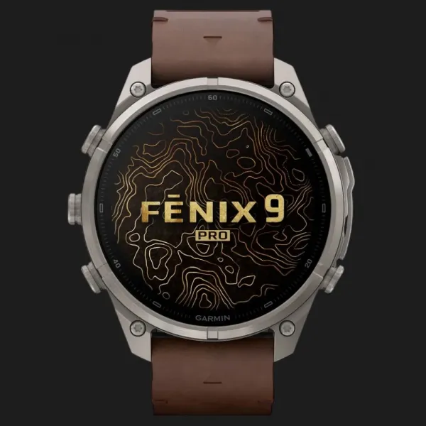 Garmin Fenix 9 Pro 47mm LTE AMOLED Sapphire Titanium with Walnut Leather Band