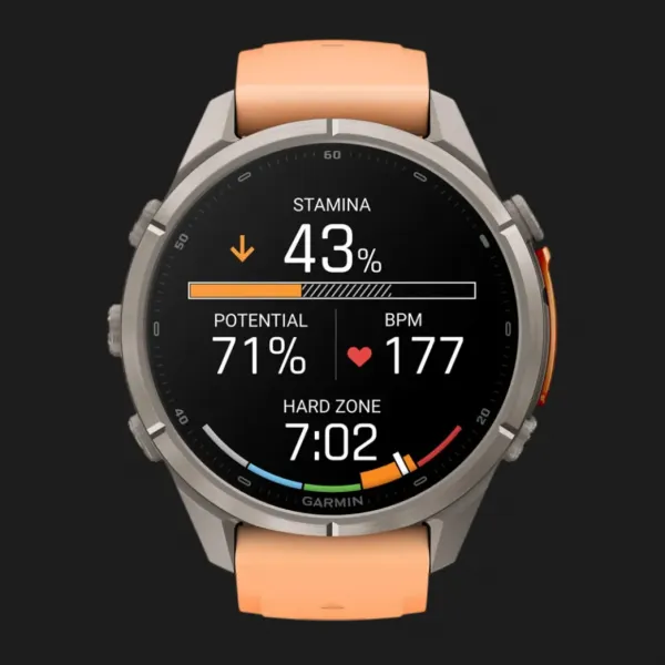Garmin Fenix 9 Pro 43mm AMOLED Sapphire Titanium with Shell Pink/Autumn Orange Silicone Band