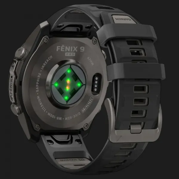Garmin Fenix 9 Pro 47mm AMOLED Sapphire Carbon Gray DLC Titanium with Black/Pebble Gray Silicone Band