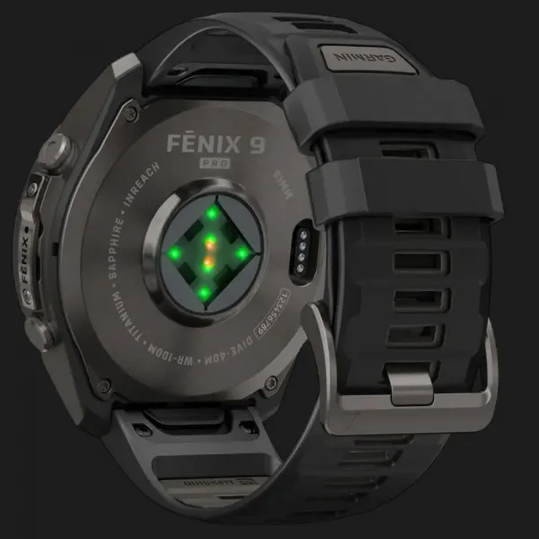 Garmin Fenix 9 Pro 51mm LTE AMOLED Sapphire Carbon Gray DLC Titanium with Black/Pebble Gray Silicone Band