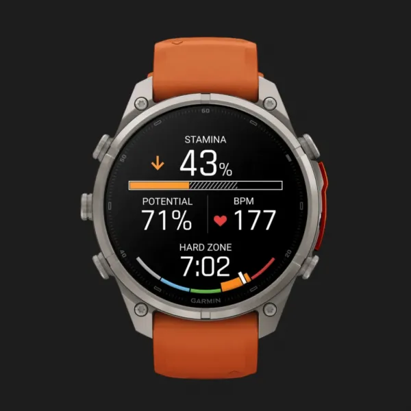 Garmin Fenix 9 Pro 47mm AMOLED Sapphire Titanium with Autumn Orange/Spark Orange Silicone Band