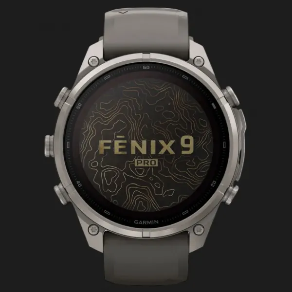 Garmin Fenix 9 Pro 47mm Sapphire Solar Titanium with Pebble Gray/Silver Gray Silicone Band