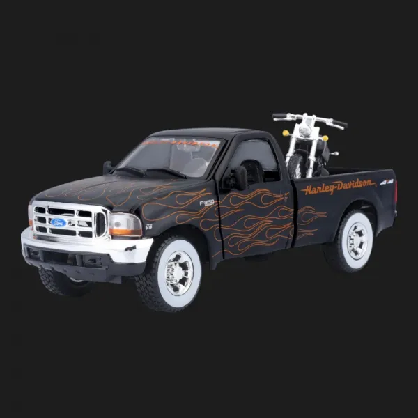 Набір Maisto Harley-Davidson: машинка (1:27) 1999 Ford F-350 Super Duty Pickup, мотоцикл (1:24) (32181)