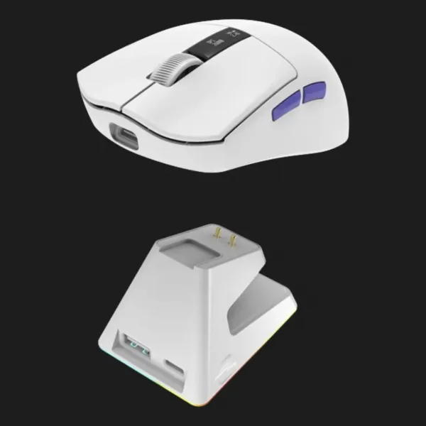 Бездротова ігрова миша Proove Gaming Jester 8K with Charging Dock (White/Purple) (WMJSCD022017)