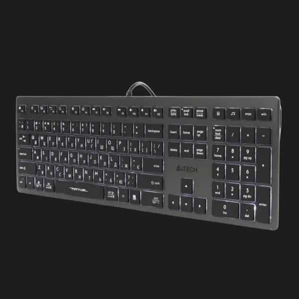 Клавіатура A4Tech FX60H USB (Gray) White backlit (FX60H)