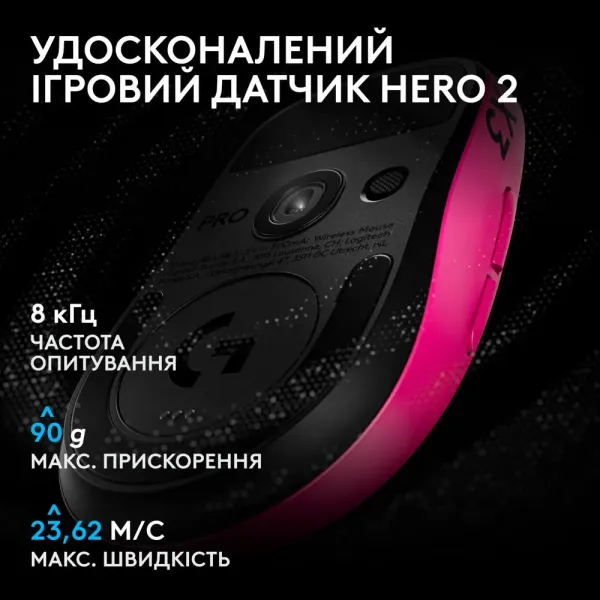 Ігрова миша Logitech G Pro X3 Superstrike Lightspeed Wireless (Pink Eclipse)