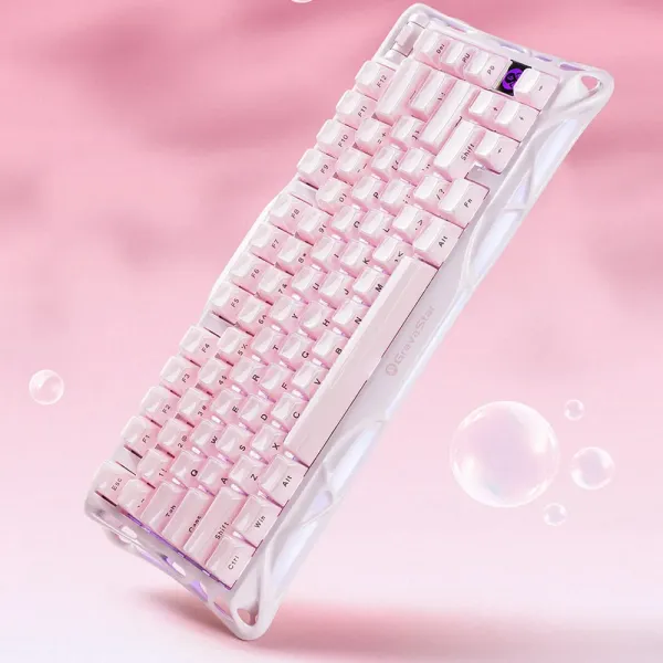 Клавіатура механічна GravaStar Mercury K1 80keys, GravaStar x Kailh Cheery Pink, EN, BT/WL/USB (Sakura Pink)