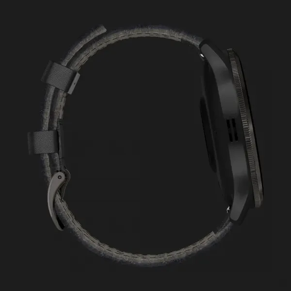 Garmin Venu 3 Slate Stainless Steel Bezel with Black Case and Black Leather Band