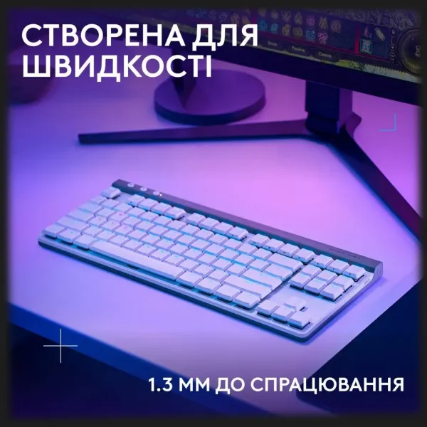 Клавiатура ігрова Logitech G515 Lightspeed TKL (White) (UA)