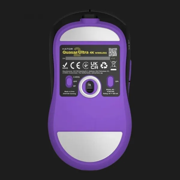 Ігрова миша HATOR Quasar 2 ULTRA 4K Wireless (Black/Lilac) (HTM570BL) (UA)