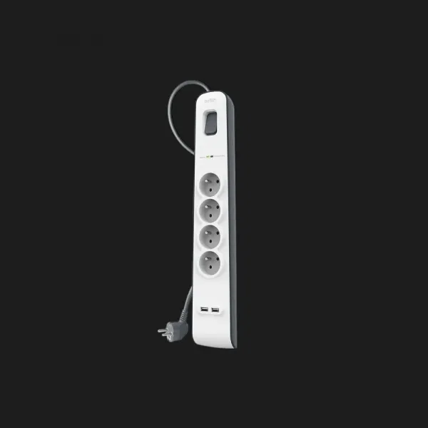 Мережевий фільтр Belkin 4хТип F, 3x1.5мм кв, 16А, 2xUSB-A 2.4A, з захистом від перенапруги,2м (White)