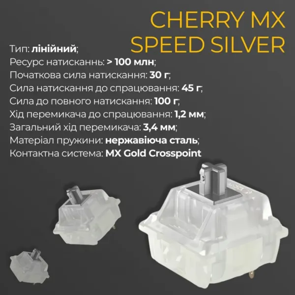 Клавіатура ігрова Ducky One 3 Mini Cherry MX Speed silver RGB (Black) (UA)