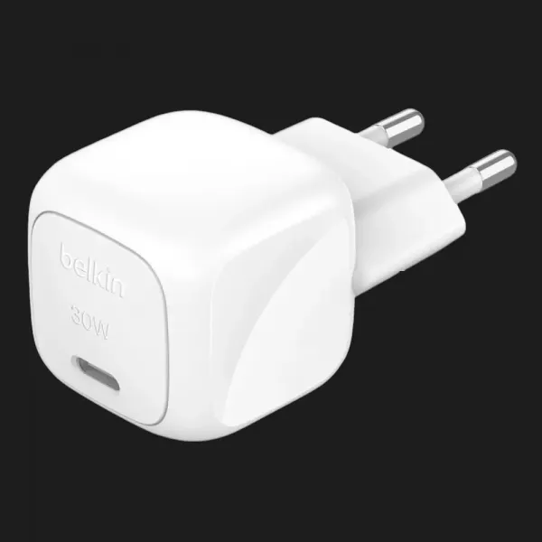 Блок живлення Belkin 30W USB-С GAN PD PPS, NEW (White)