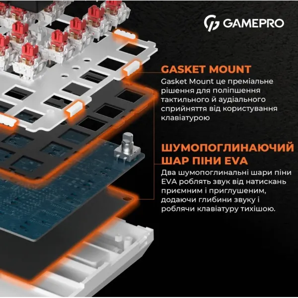 Ігрова клавіатура GamePro MK160B (Red) з Hot-Swap RGB Black (UA)