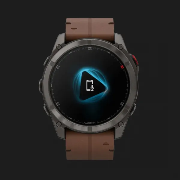 Garmin Fenix 8 Pro 51mm AMOLED Sapphire Carbon Gray DLC Titanium with Chestnut Leather Band